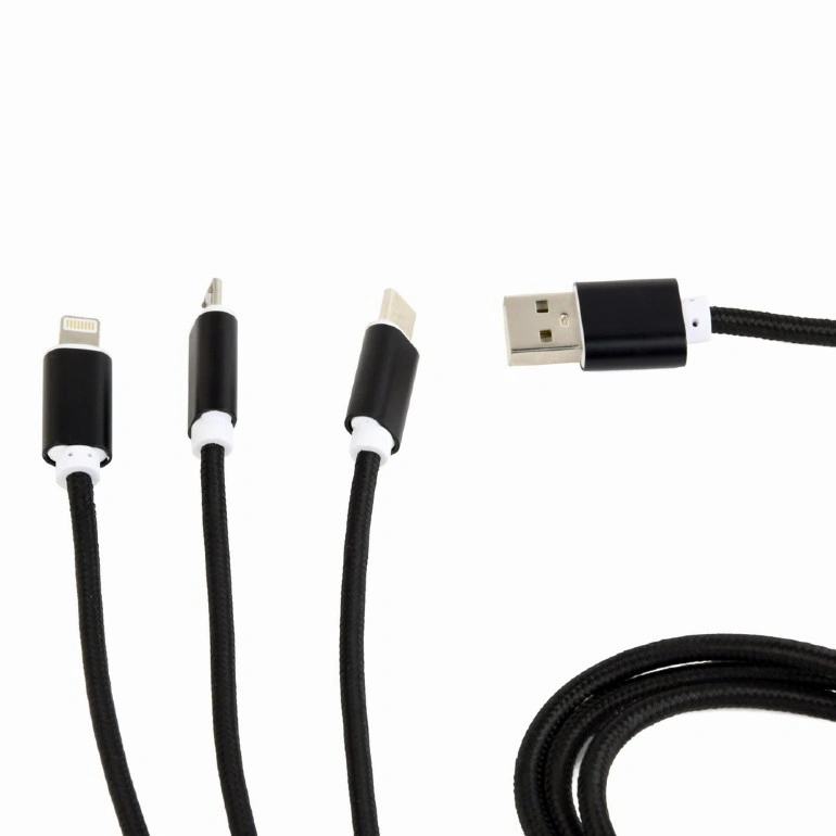 Gembird CABLEXPERT kabel USB A Male/Micro B + Type-C + Lightning, 1m, opletený, stříbrná