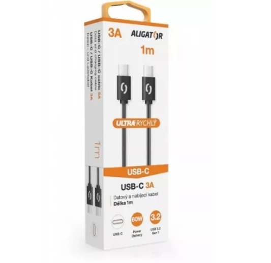 Aligator KALP3AUCUCBK Datový kabel POWER 3A, USB-C/USB-C, černý