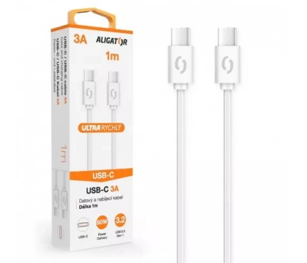 Aligator KALP3AUCUCWH Datový kabel POWER 3A, USB-C/USB-C, bílý