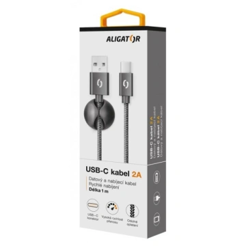 ALIGATOR PREMIUM Datový kabel 2A, USB-C černý