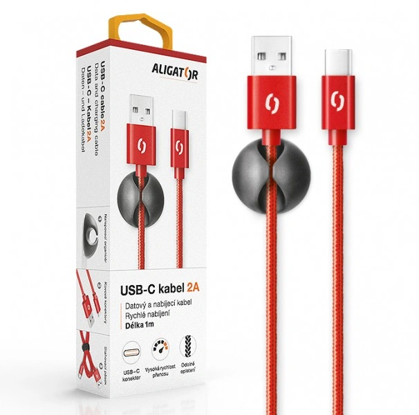 ALIGATOR PREMIUM Datový kabel 2A, USB-C červená