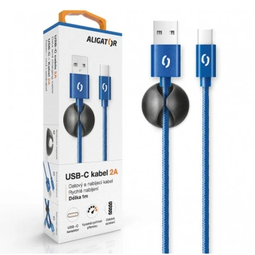 ALIGATOR PREMIUM Datový kabel 2A, USB-C modrá