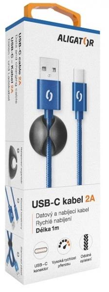 ALIGATOR PREMIUM Datový kabel 2A, USB-C modrá