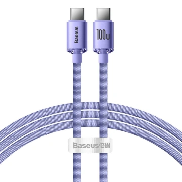 BASEUS Baseus Crystal Shine USB-C na USB-C, 100 W, 1,2 m (violet)