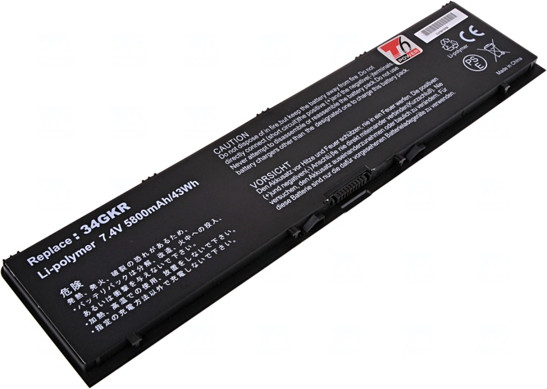 Baterie T6 Power pro notebook Dell F38HT, Li-Poly, 7,4 V, 5800 mAh (43 Wh), černá