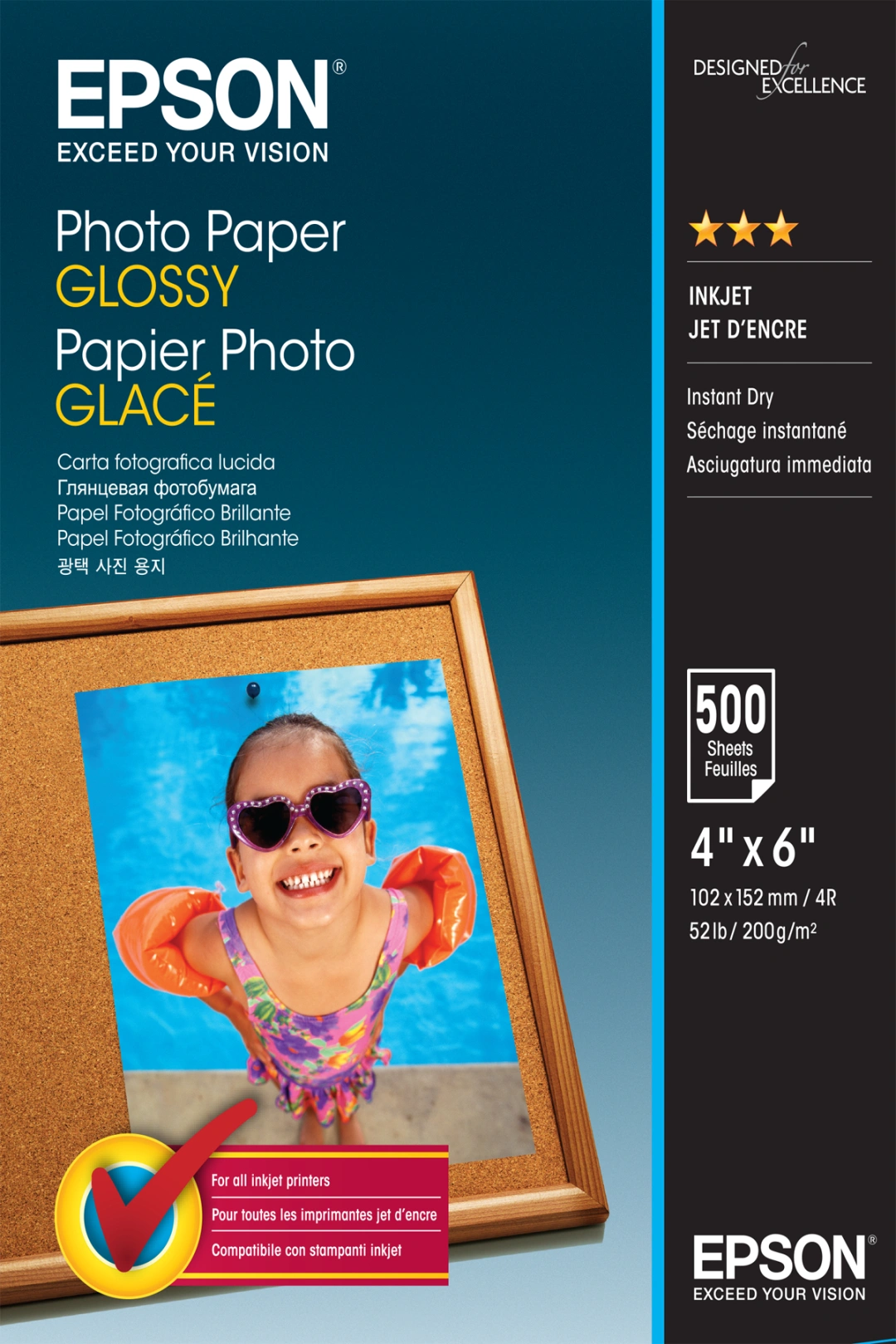 Epson Photo Paper Glossy, 10x15 cm, 500 listů, 200g/m2, lesklý