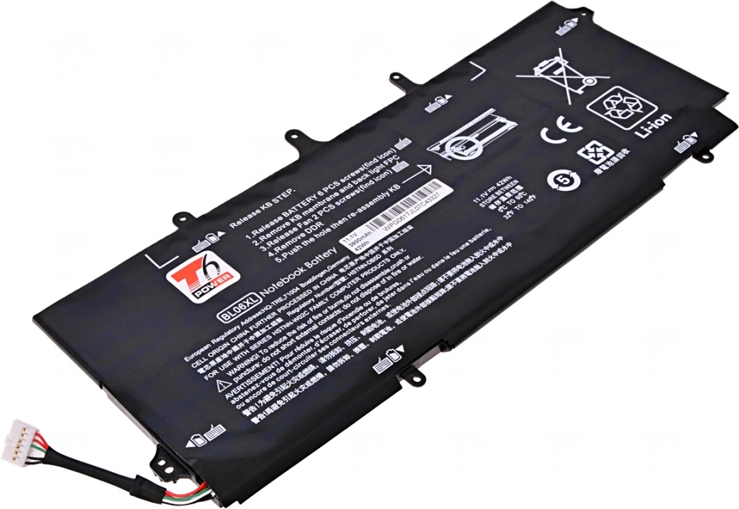 Baterie T6 Power pro notebook Hewlett Packard HSTNN-DB5D, Li-Poly, 11,1 V, 3800 mAh (42 Wh), černá
