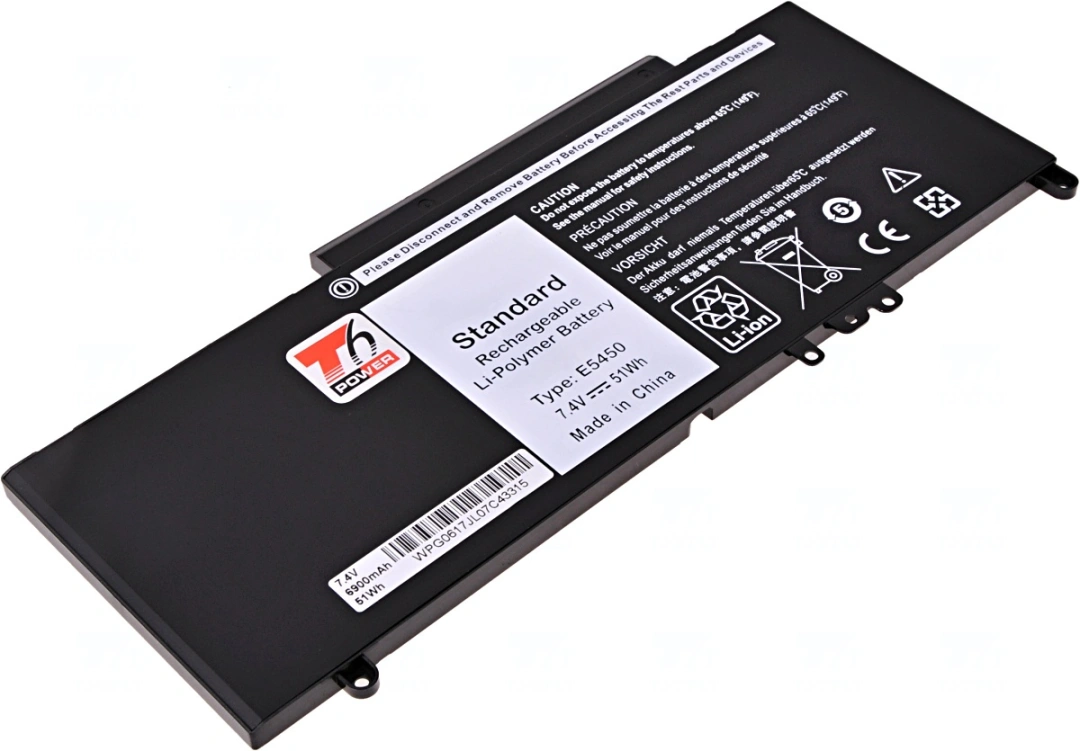 Baterie T6 Power pro Dell Latitude 14 E5450, Li-Poly, 7,4 V, 6900 mAh (51 Wh), černá