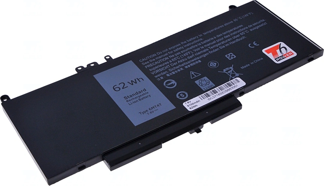 Baterie T6 Power pro Dell Latitude 14 E5470, Li-Poly, 7,6 V, 8100 mAh (62 Wh), černá