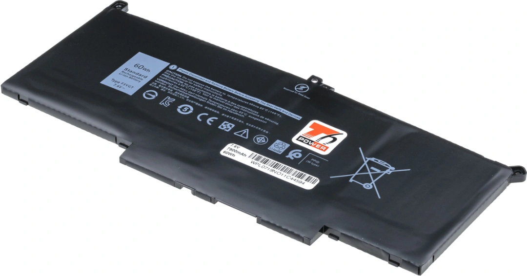 Baterie T6 Power pro Dell Latitude 12 7290, Li-Poly, 7,6 V, 7500 mAh (57 Wh), černá