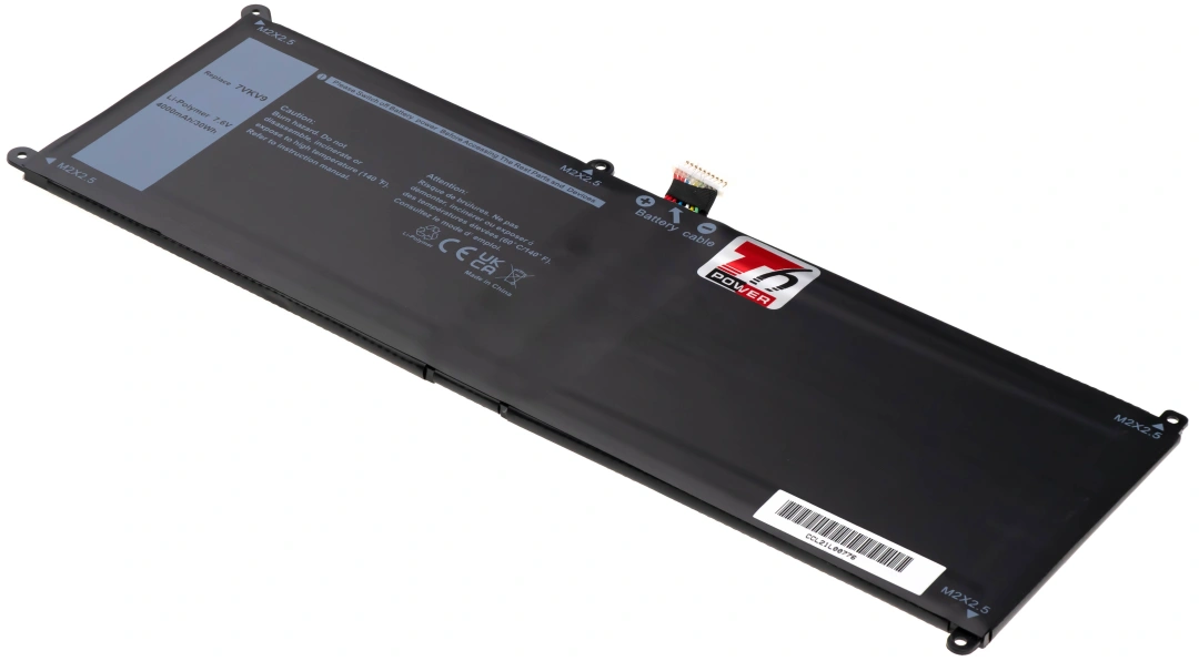 Baterie T6 Power pro notebook Dell 7VKV9, Li-Poly, 7,6 V, 4000 mAh (30 Wh), černá