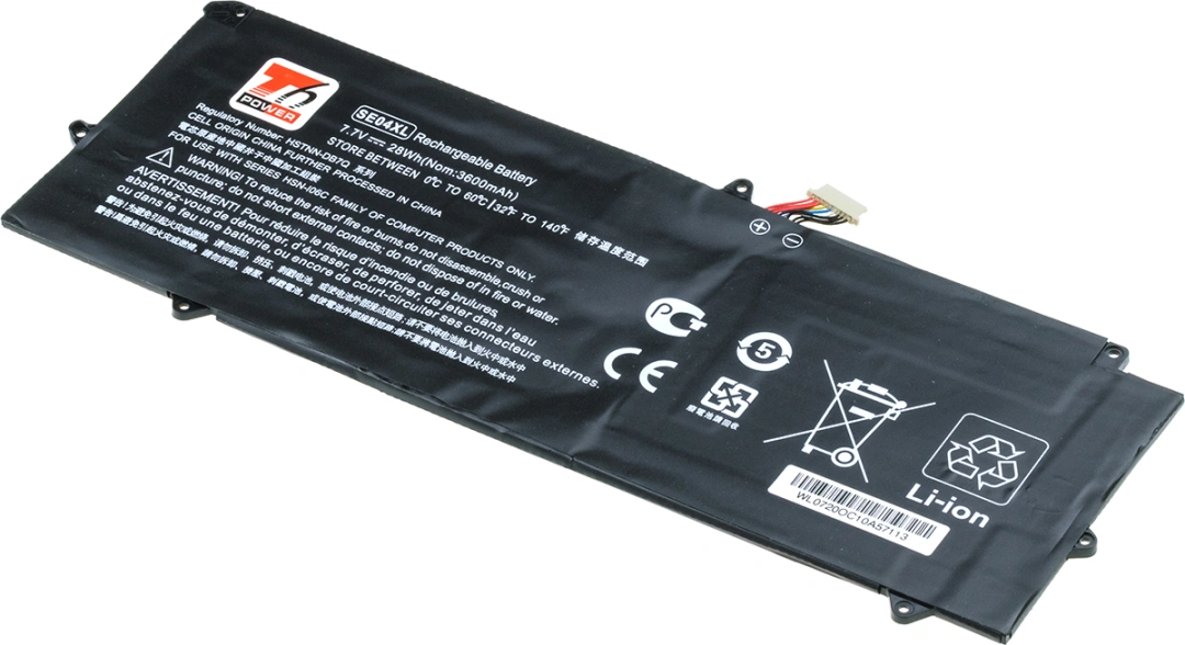 Baterie T6 Power pro notebook Hewlett Packard 860708-855, Li-Poly, 7,7 V, 5400 mAh (41 Wh), černá