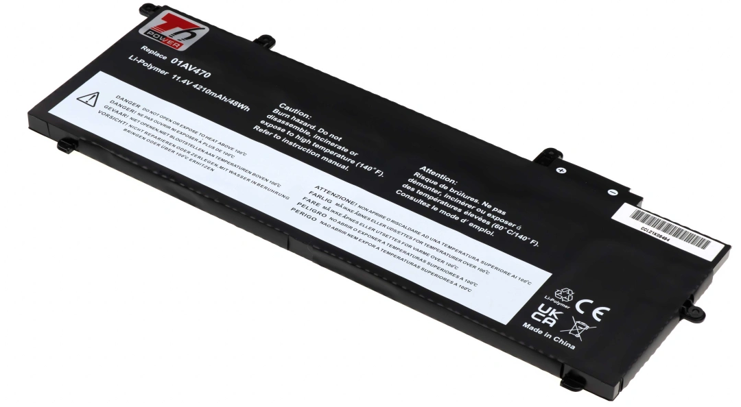 Baterie T6 Power pro Lenovo ThinkPad X280, Li-Poly, 11,4 V, 4210 mAh (48 Wh), černá
