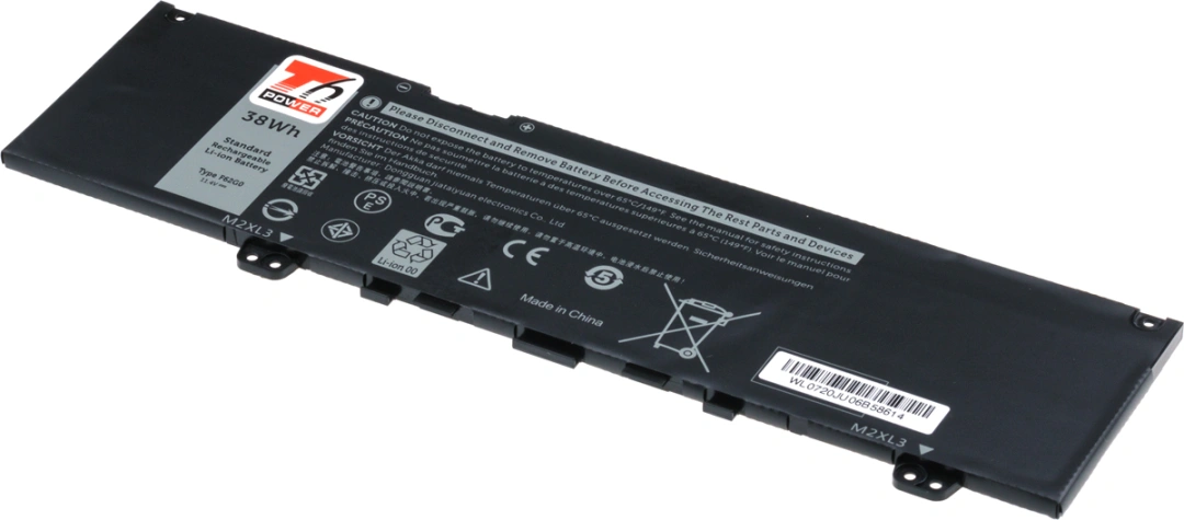 Baterie T6 Power pro Dell Inspiron 7370, Li-Poly, 11,4 V, 3330 mAh (38 Wh), černá