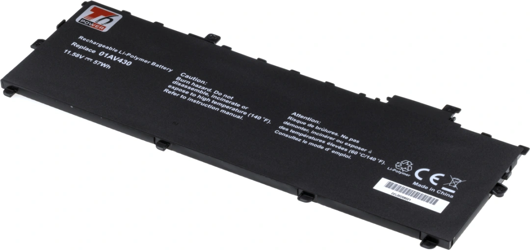 Baterie T6 Power pro Lenovo ThinkPad X1 Carbon Gen 6th 20KH, Li-Poly, 11,58 V, 4900 mAh (57 Wh), čer