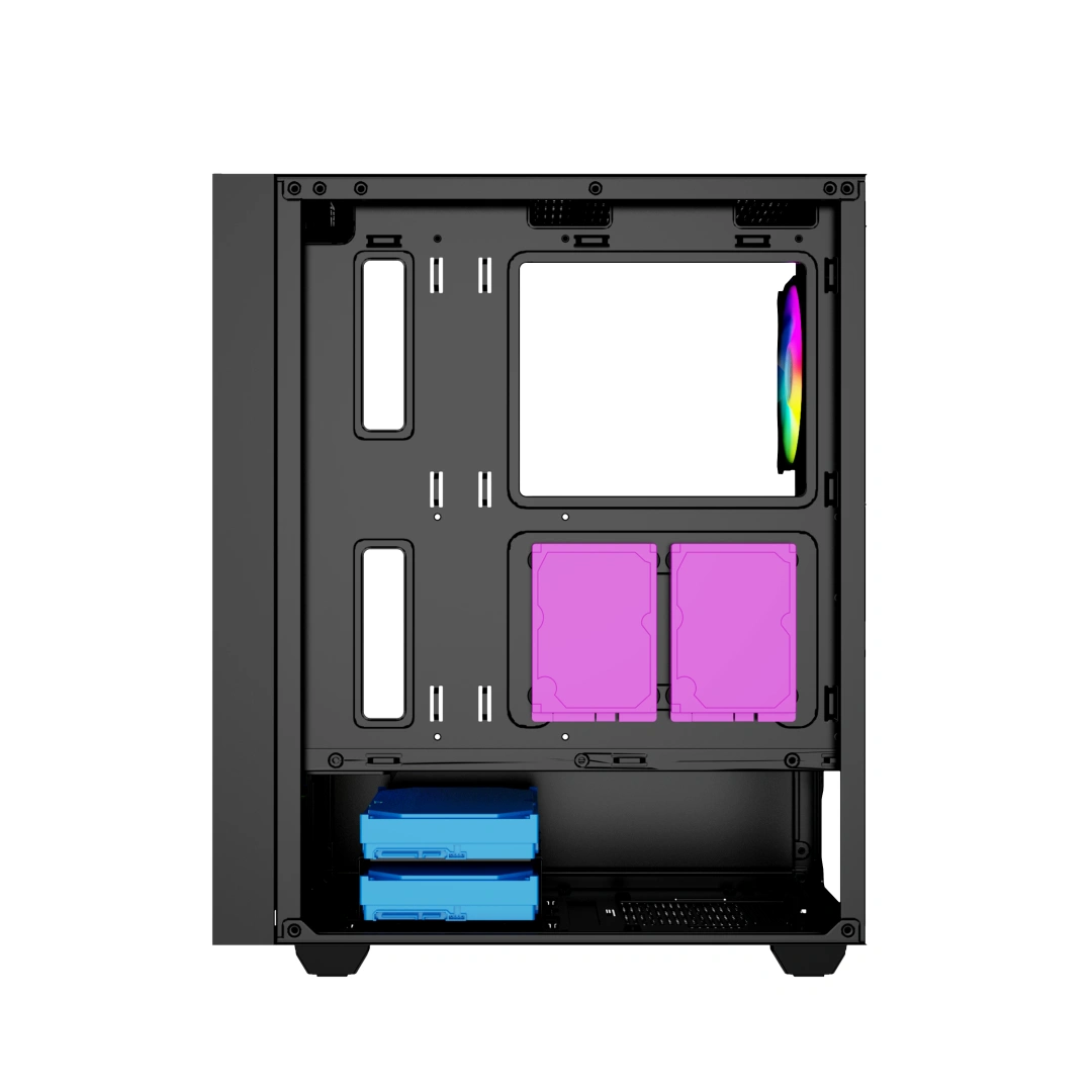 Gembird Fornax 4000 ARGB/Midi Tower/Transpar./Černá