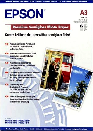 Epson Premium Semigloss Photo Paper, DIN A3, 251g/m², 20 list