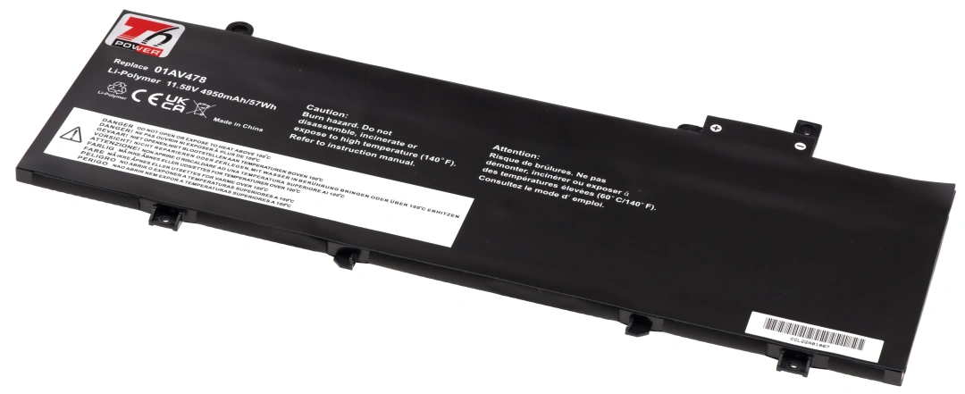 Baterie T6 Power pro notebook Lenovo SB10K97621, Li-Poly, 11,58 V, 4950 mAh (57 Wh), černá