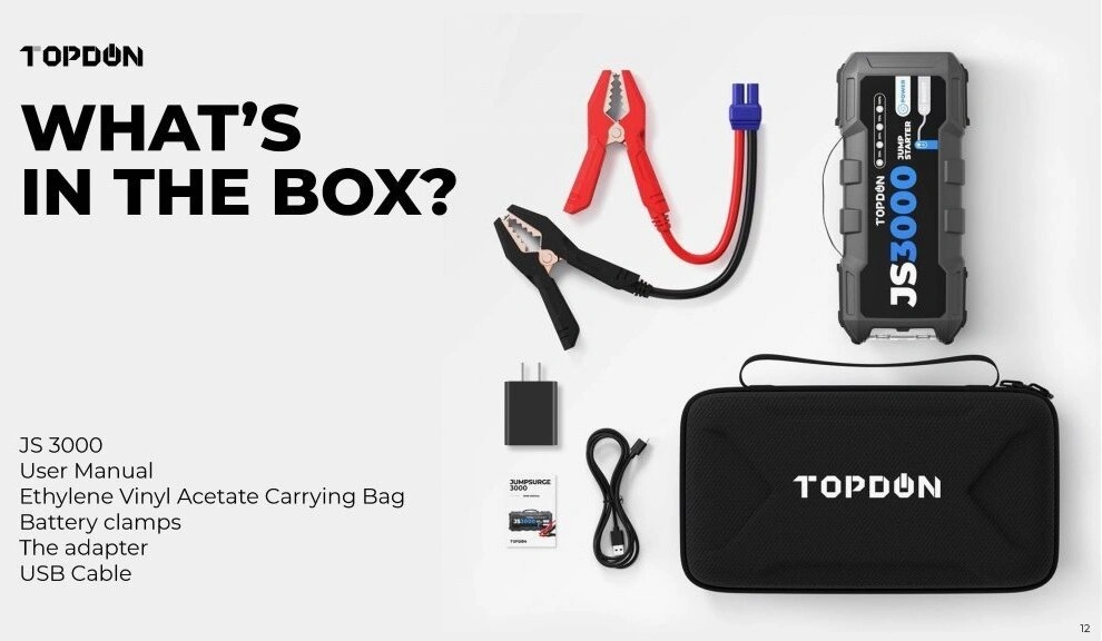 TOPDON Car Jump Starter JumpSurge 3000, 24000 mAh