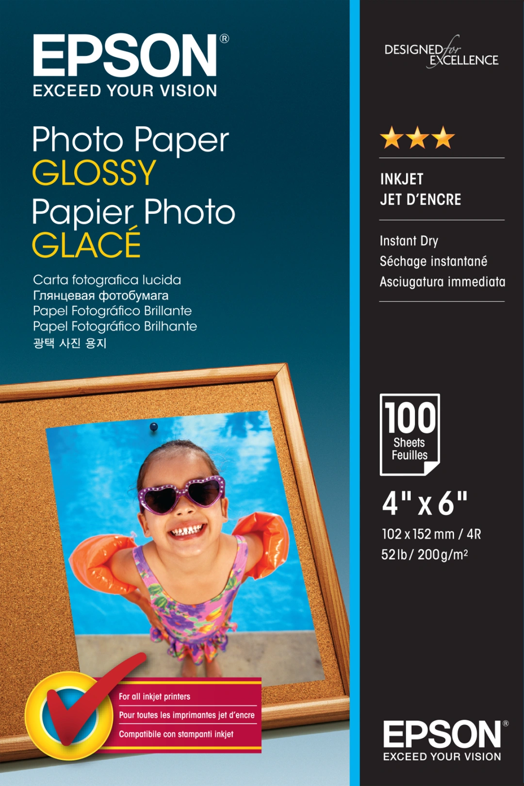 Epson Foto papír Paper Glossy, 10x15 cm, 100 listů, 200g/m2, lesklý