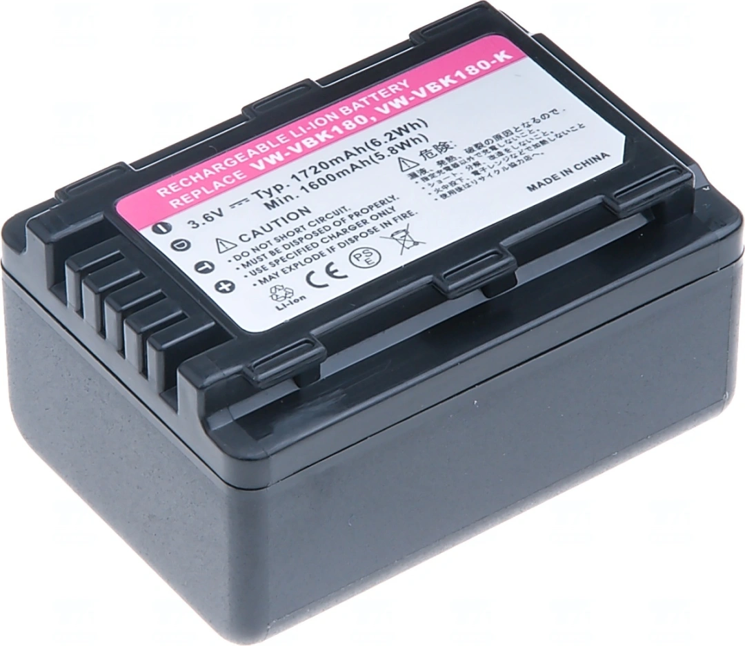 Baterie T6 Power pro Panasonic HDC-SD80, Li-Ion, 3,6 V, 1720 mAh (6,2 Wh), černá
