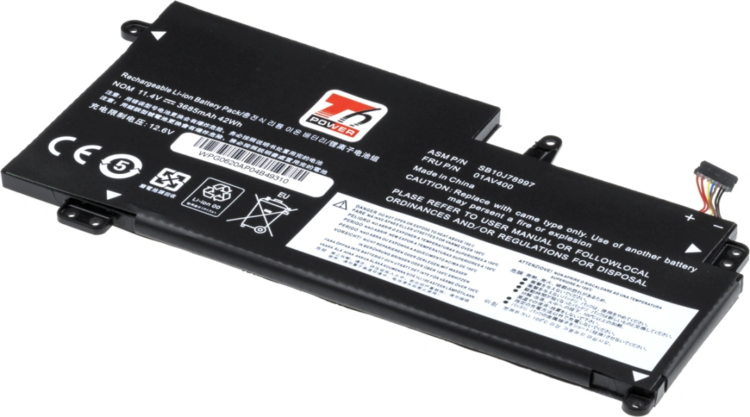 Baterie T6 Power pro notebook Lenovo SB10K97594 , Li-Poly, 11,4 V, 3730 mAh (42 Wh), černá