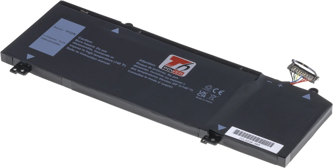 Baterie T6 Power pro notebook Dell 1F22N, Li-Poly, 15,2 V, 3940 mAh (60 Wh), černá