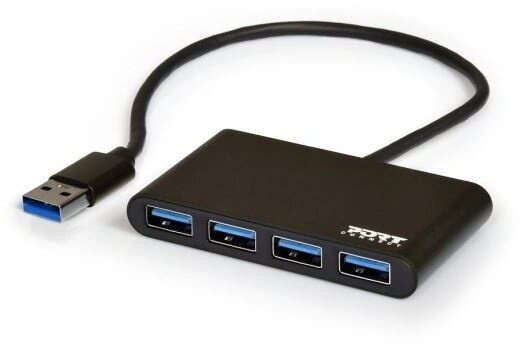 Port connect USB HUB, 4x USB 3.0, černý