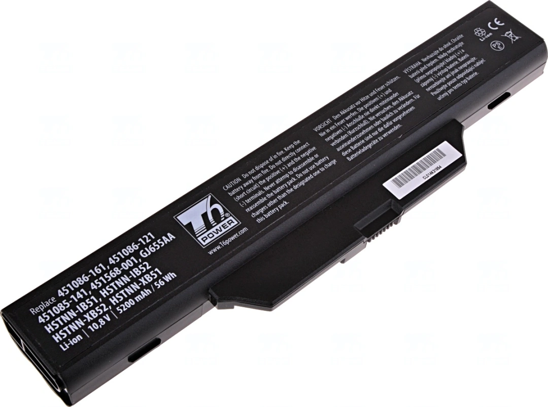 Baterie T6 Power pro notebook Hewlett Packard 451086-162, Li-Ion, 10,8 V, 5200 mAh (56 Wh), černá