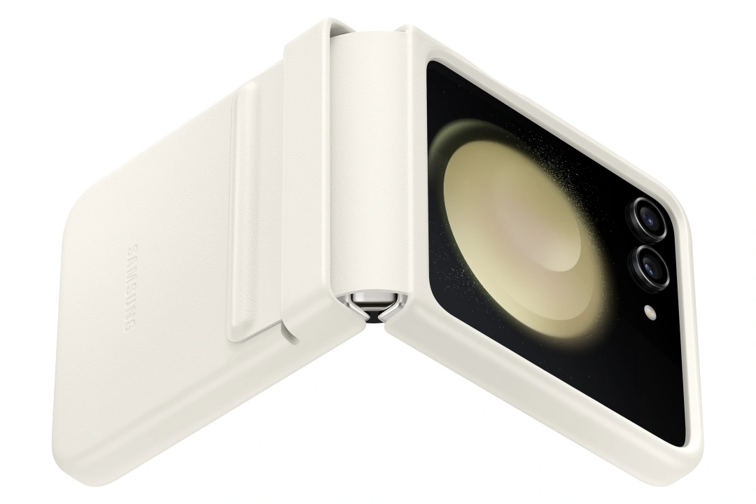 Samsung zadní kryt z eko kůže pro Galaxy Z Flip5, krémová