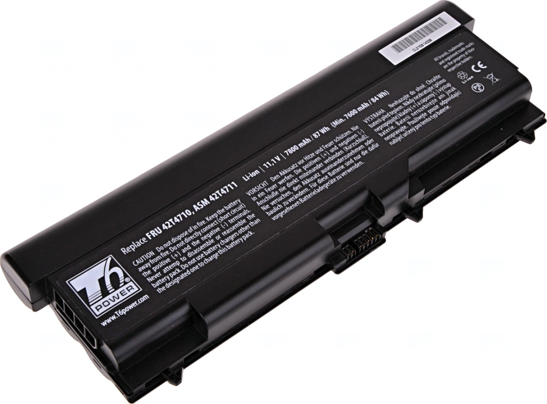 Baterie T6 Power pro Lenovo ThinkPad SL410k 2842, Li-Ion, 11,1 V, 7800 mAh (87 Wh), černá