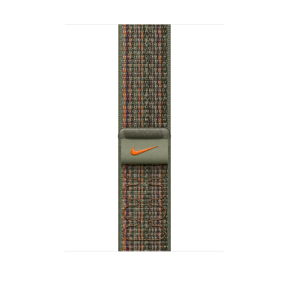 Řemínek Apple 45mm sekvojově zelený/oranžový provlékací sportovní  Nike (MTL63ZM/A)