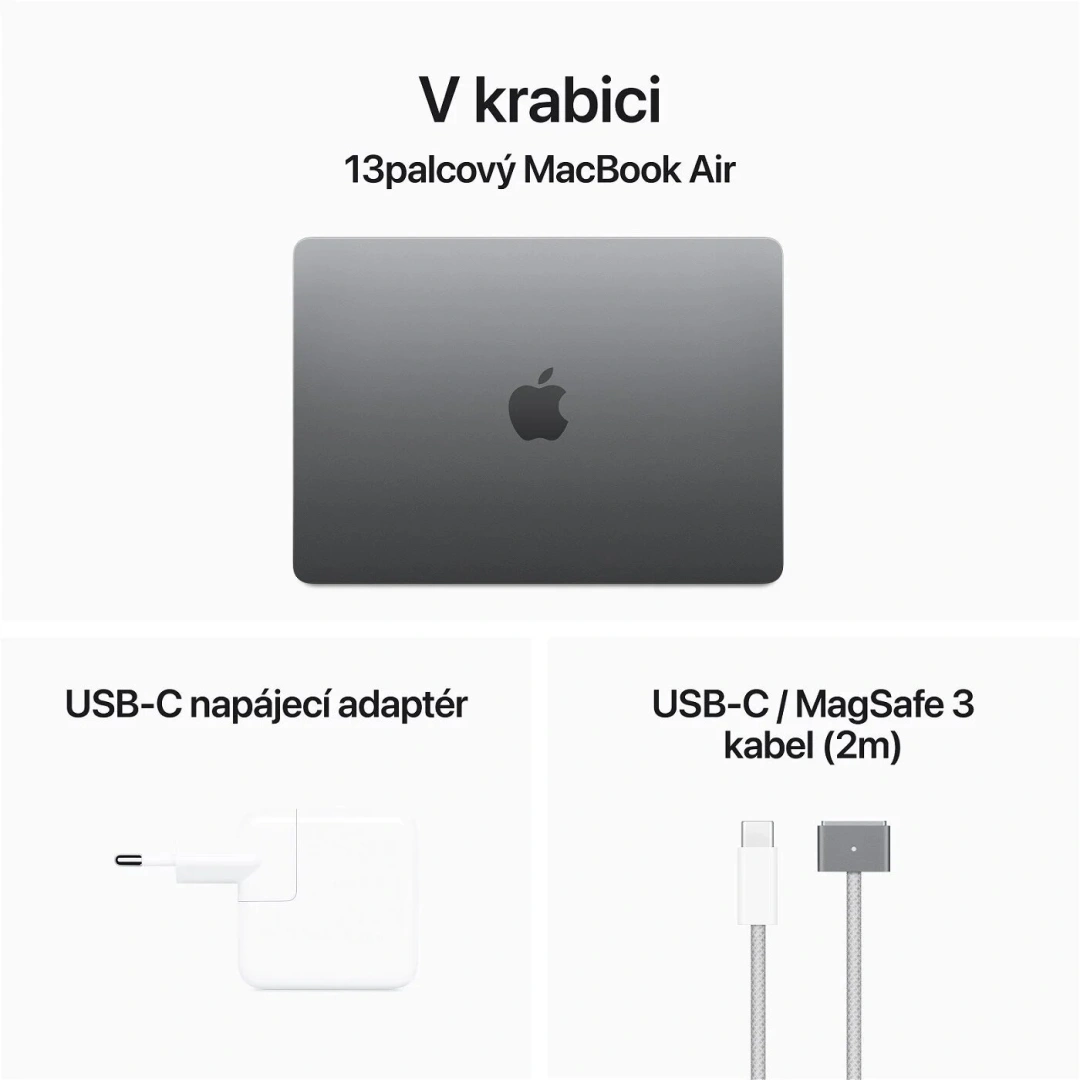 Apple MacBook Air 13, M3 8-core/8GB/256GB SSD/10-core GPU, vesmírně šedá (M3, 2024) 