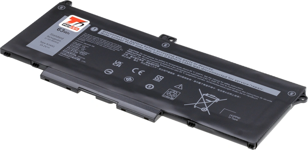 Baterie T6 Power pro notebook Dell RJ40G, Li-Poly, 15,2 V, 4100 mAh (63 Wh), černá