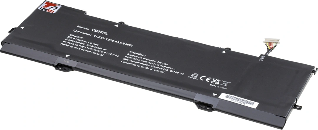 Baterie T6 Power pro notebook Hewlett Packard HSTNN-DB8H, Li-Poly, 11,55 V, 7280 mAh (84 Wh), černá