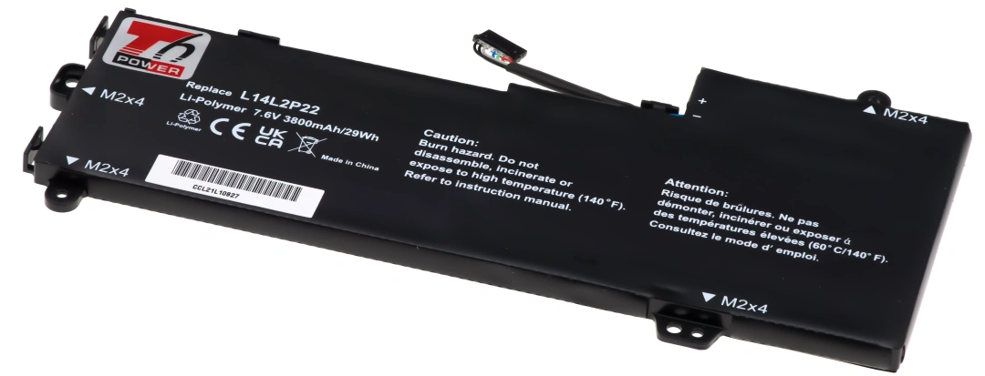 Baterie T6 Power pro Lenovo E31-70, Li-Poly, 7,6 V, 3800 mAh (29 Wh), černá