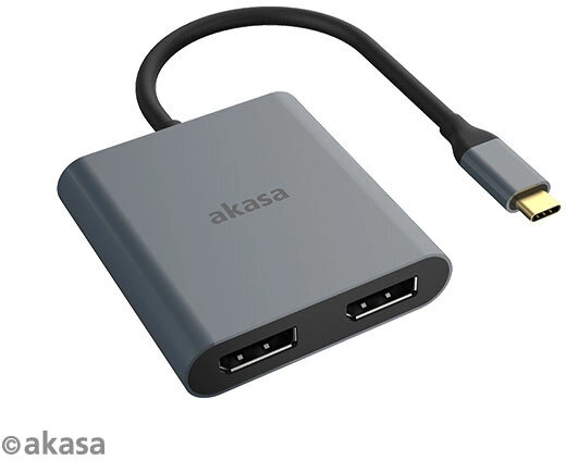 Akasa redukce USB Type C na 2x DisplayPort, 18cm