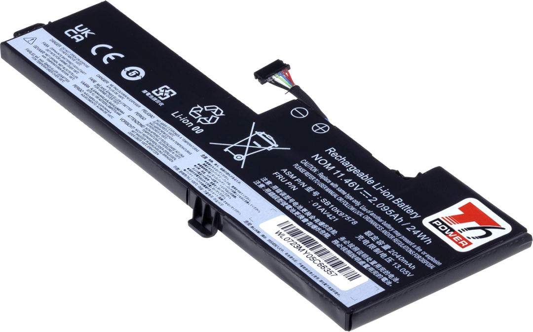 Baterie T6 Power pro notebook Lenovo 01AV489, Li-Poly, 11,46 V, 2095 mAh (24 Wh), černá