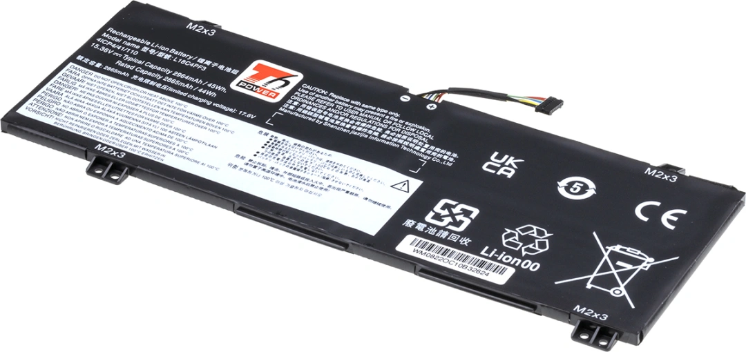 Baterie T6 Power pro notebook Lenovo 5B10T09079, Li-Poly, 15,36 V, 2964 mAh (45 Wh), černá