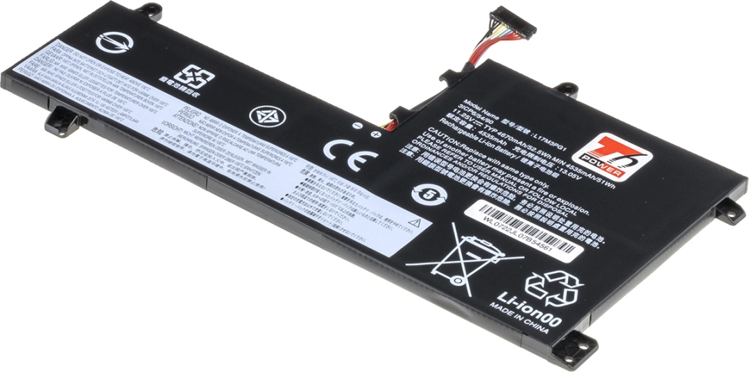 Baterie T6 Power pro notebook Lenovo L17M3PG1, Li-Poly, 11,25 V, 4670 mAh (52 Wh), černá