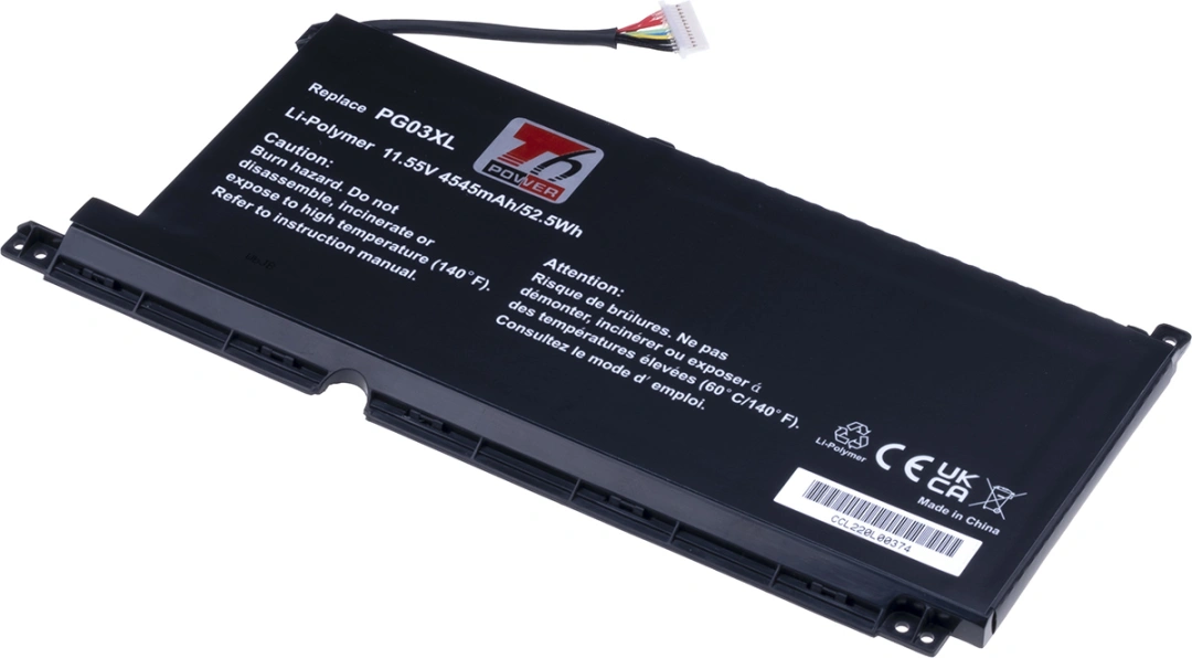 Baterie T6 Power pro notebook Hewlett Packard L48430-271, Li-Poly, 11,55 V, 4545 mAh (52,5 Wh), čern