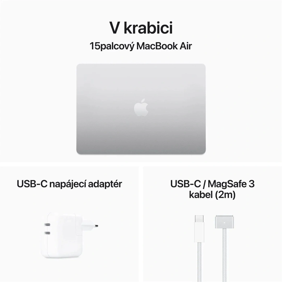 Apple MacBook Air 15, M3 8-core/16GB/512GB SSD/10-core GPU, stříbrná (M3, 2024) 