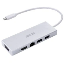 ASUS hub OS200, USB-C - 2xUSB-A 3.0, HDMI, VGA, RJ-45, bílá