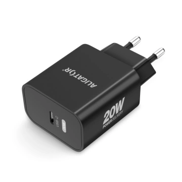 Aligator Power Delivery 20W, USB-C + kabel USB-C/Lightning, černá