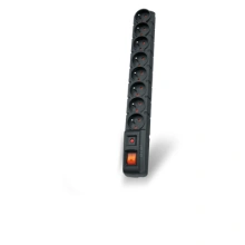 Acar S8 1,5m kabel, 8 zásuvek, přepěťová ochrana, černá