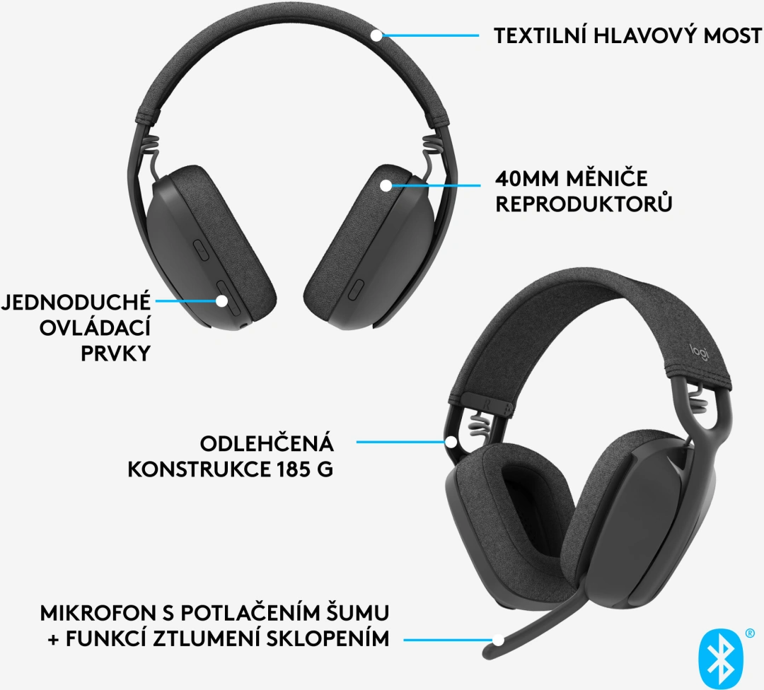 Logitech Zone Vibe 100, šedá