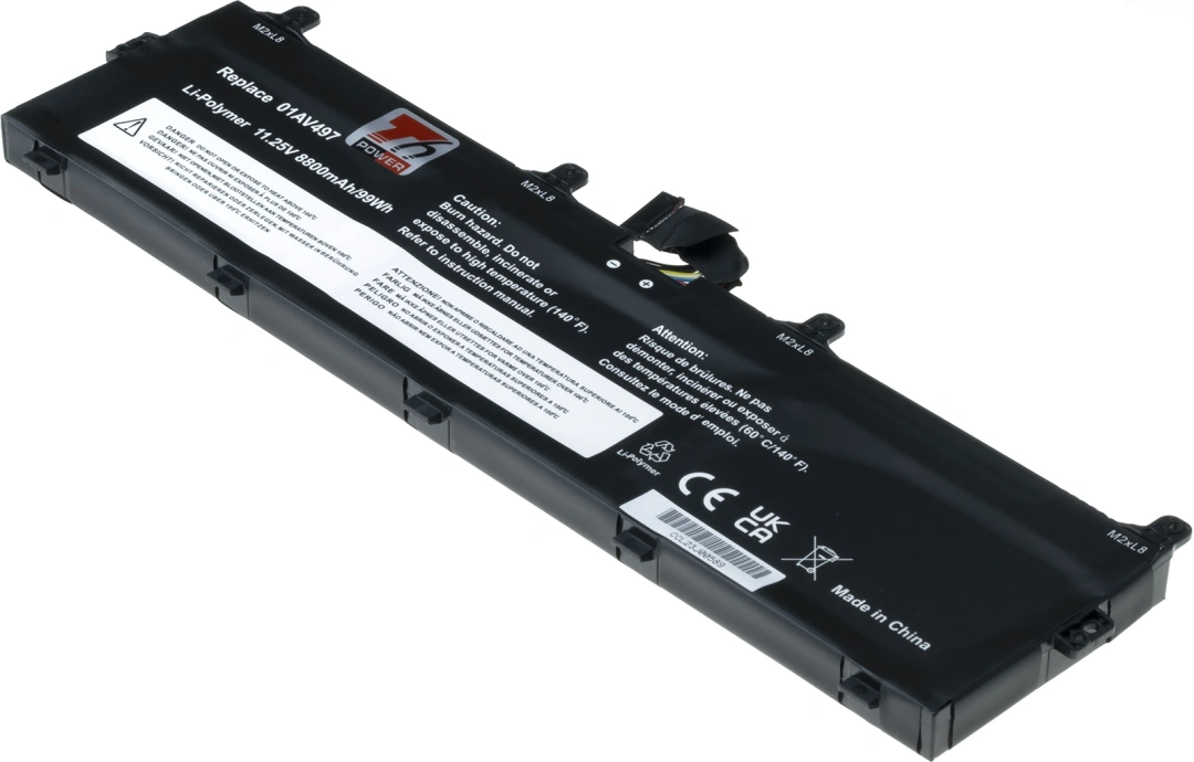 Baterie T6 Power pro notebook Lenovo 01AV497, Li-Poly, 11,25 V, 8800 mAh (99 Wh), černá