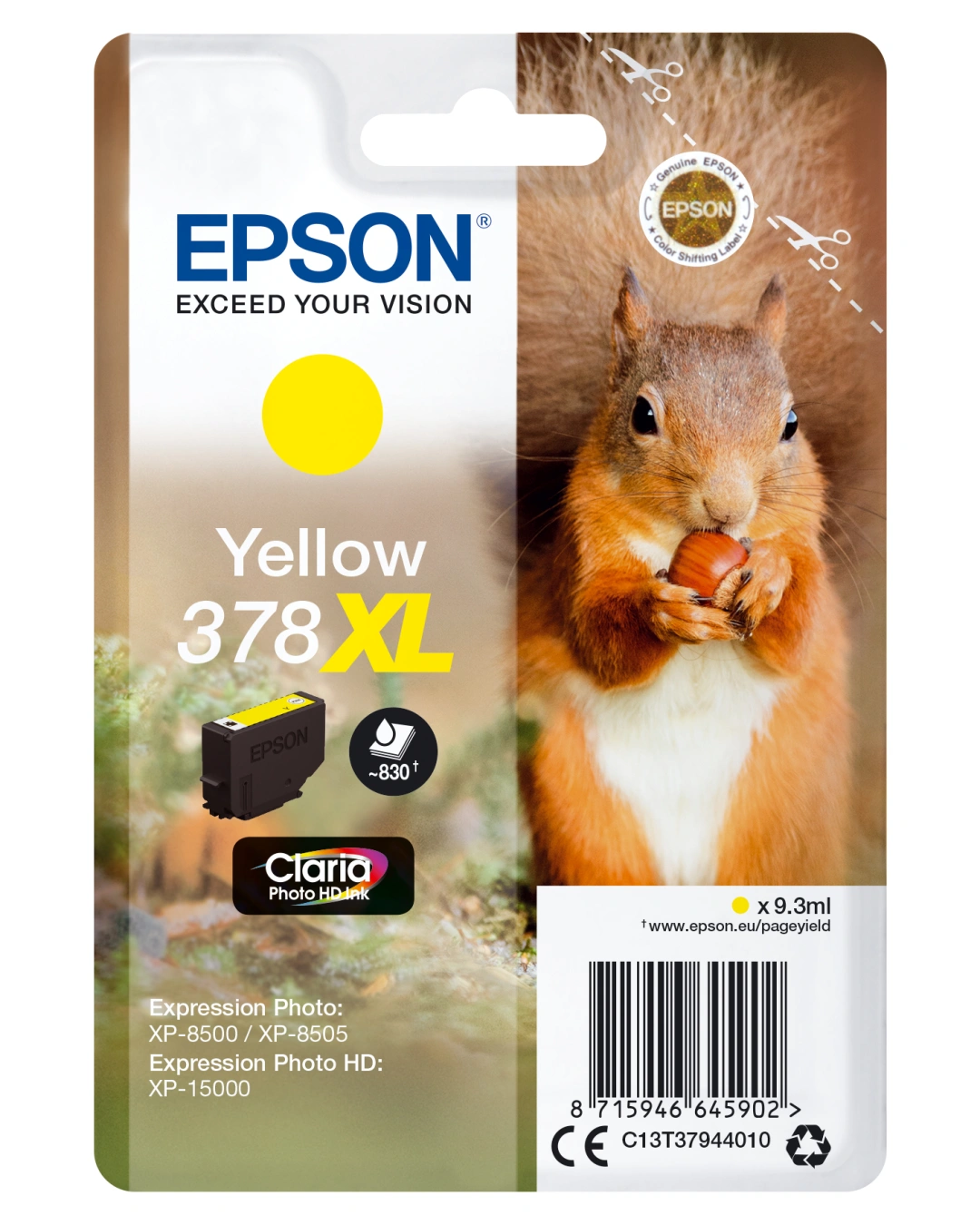 Epson 378 XL, 830 stran, žlutá