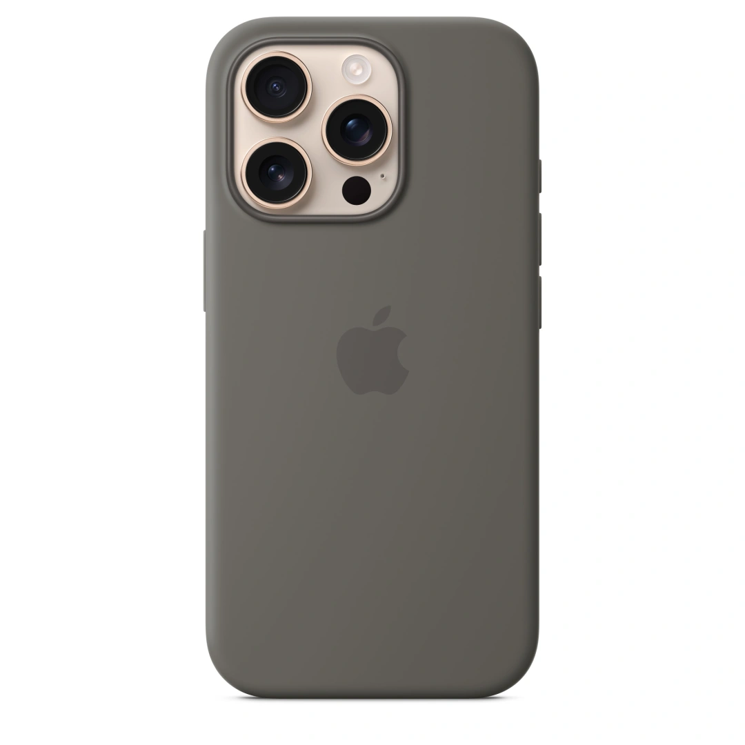 iPhone 16 Pro Silicone Case with MS - Stone Gray