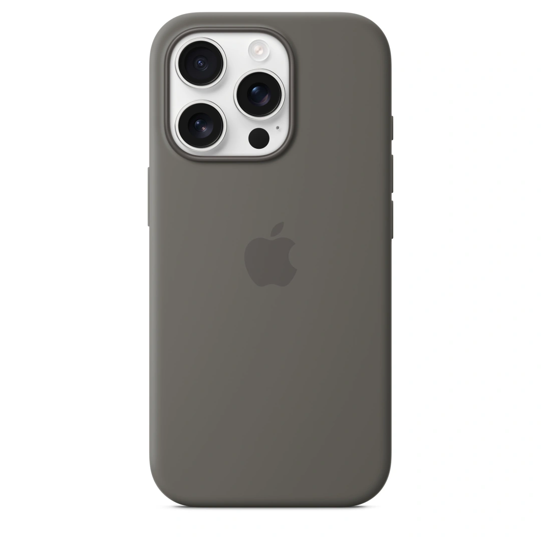 iPhone 16 Pro Silicone Case with MS - Stone Gray